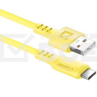 Кабель Defender F207, USB 2.0 (AM) - Type C, 1метр, 2.4А, силиконовая оплетка, жёлтый.