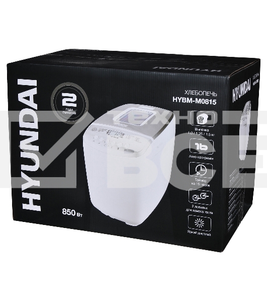 Хлебопечь Hyundai HYBM-M0815 850Вт белый/серебристый