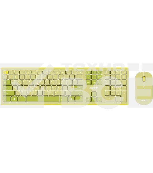 Клавиатура + мышь Acer OCC205 беспроводной USB, 1200 dpi, зеленый/желтый