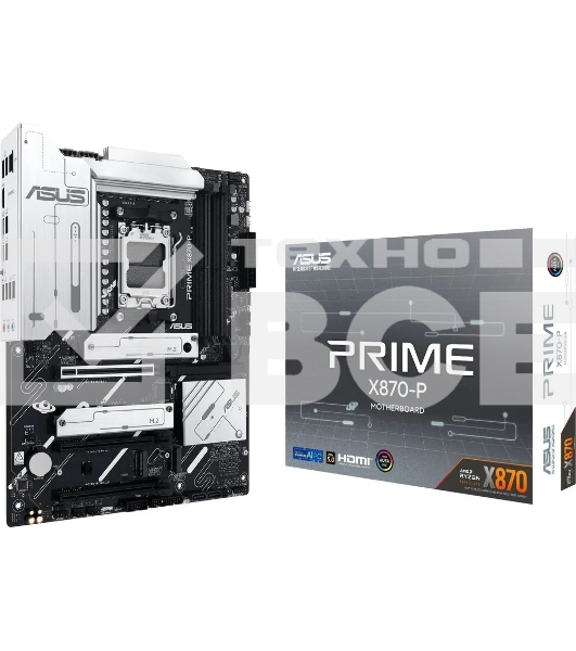 Материнская плата ASUS PRIME X870-P, AM5, AMD X870, 4xDDR5, 2xSATA, 4xM.2, 1xPCI-E 5.0 x16, 1xPCI-E 4.0 x16, 1xPCI-E x1, 1xHDMI, 2xUSB Type-C, 1x2.5Gb LAN, 4xUSB-A 3.2 Gen 1, 1xUSB 3.2 Gen 2, 3x3.5 мм, 7.1, ATX