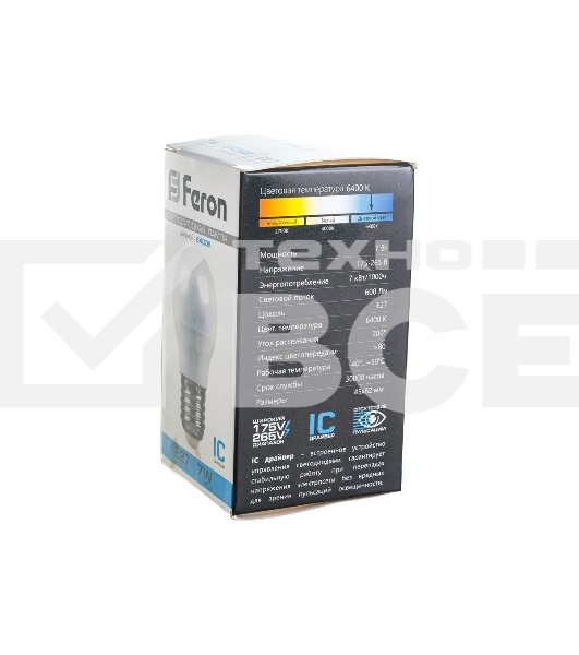 Лампа светодиодная FERON LB-95 (25483) 7W 230V E27 6400K G45
