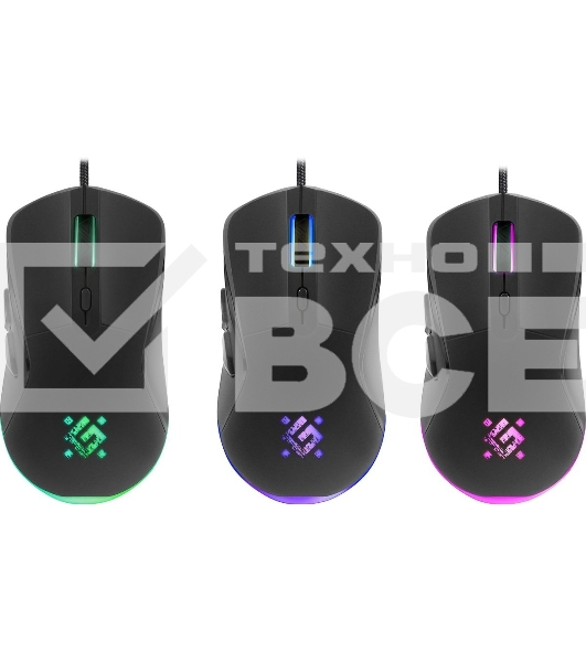 Мышь проводная Defender Arga GM-049 черный, 3600 dpi, USB, кнопки - 6