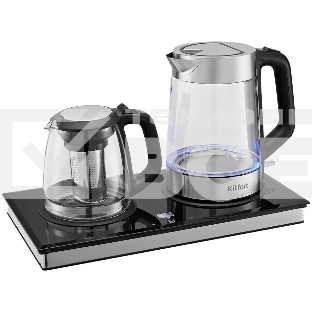 Чайный набор Kitfort КТ-6776 1.8л. 2200Вт черный/нержавеющая сталь корпус: Металл/стекло/пластик