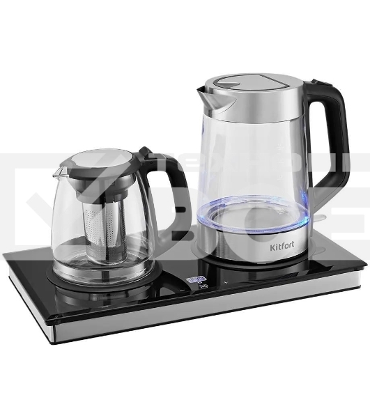 Чайный набор Kitfort КТ-6776 1.8л. 2200Вт черный/нержавеющая сталь корпус: Металл/стекло/пластик