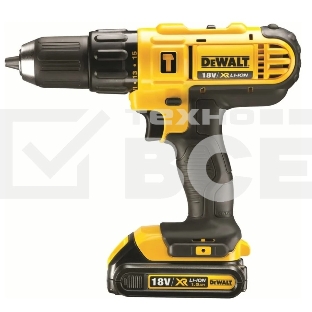Дрель-шуруповерт DeWalt DCD776S2-ZA, Аккумуляторная, 18В, 2 АКБ, Ударная, Кейс