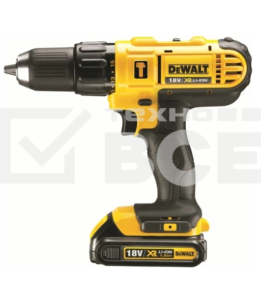 Дрель-шуруповерт DeWalt DCD776S2-ZA, Аккумуляторная, 18В, 2 АКБ, Ударная, Кейс
