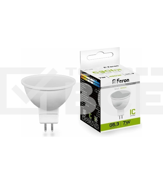 Лампа светодиодная FERON LB-26 (25236) 7W 230V G5.3 4000K MR16 матовая