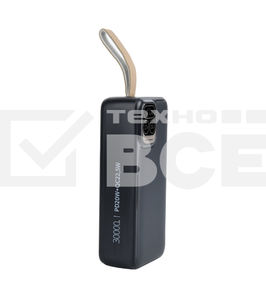 Портативный аккумулятор Perfeo Powerbank Atomic Age 30000 mAh/LED дисплей/PD + QC 3.0/Type-C/2 USB/Выход: 5A, max 22.5WBlack (PF_E1478)