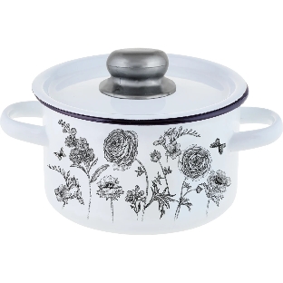 Кастрюля Appetite 1с15с/1 JE TAIME с крышкой, эмалированная сталь, цилиндрическая 1,5 л