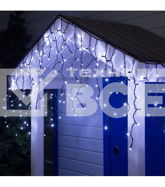 Гирлянда светод. уличная Funray Бахрома SIC-120W, 3.0x0.7м,120 ламп,хол.бел,IP60,черн.шн.1.5м,СОЕД,