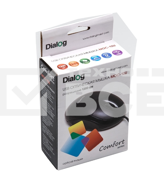 Мышь проводная Dialog Comfort MOC-10U черный, 1200 dpi, USB, кнопки - 3