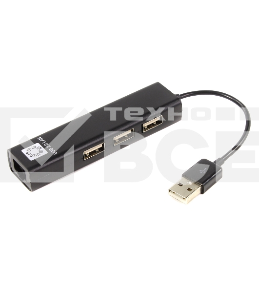 Кабель-адаптер 5bites UA2-45-06BKUSB2.0 / 3*USB2.0 / RJ45 100MB / BLACK