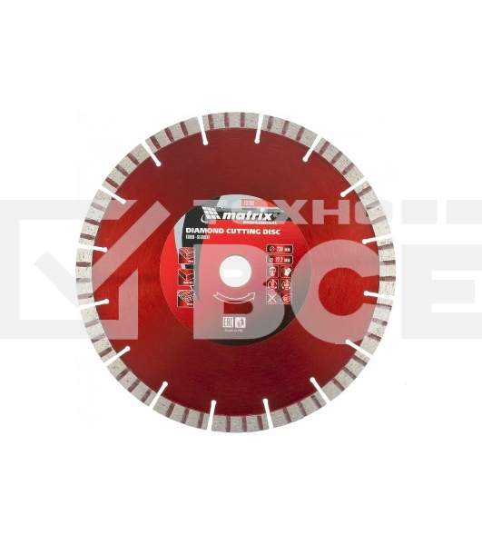 Диск алмазный отрезной MATRIX Турбо-сегментный, 230x22,2 мм, сухая резка MATRIX Professional 73150