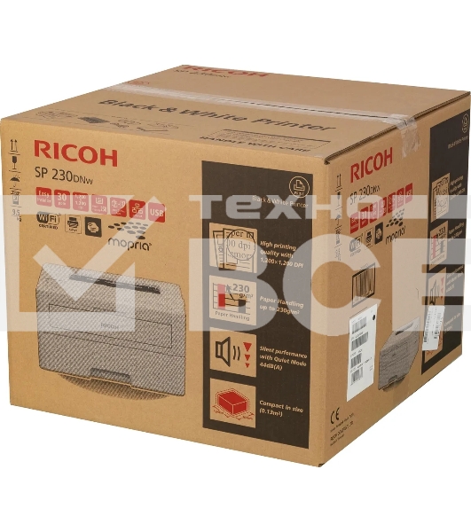 Принтер лазерный Ricoh SP 230DNw (408291), A4, ч/б, печ. до 30 стр/мин., 1200 x 1200 dpi, USB, RJ-45, Wi-Fi