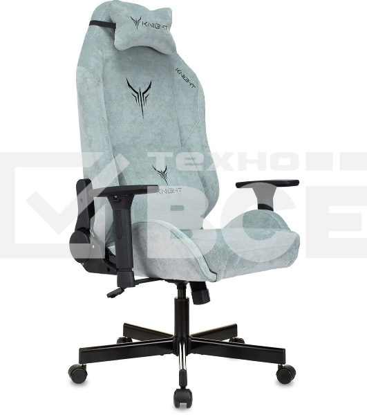 Кресло игровое Knight N1 Fabric серо-голубой Light-28 с подголов. крестовина металл