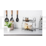 Этажерка настольная двухуровневая Mallony L’ordine Nero, 31,5*17*33 см, фото6