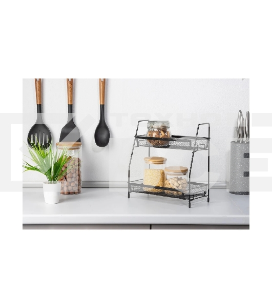 Этажерка настольная двухуровневая Mallony L’ordine Nero, 31,5*17*33 см