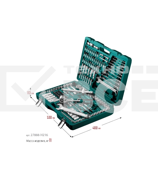 Набор KRAFTOOL X Drive, 216 предм., (1/2″+3/8″+1/4″), Универсальный набор инструмента (27888-H216)