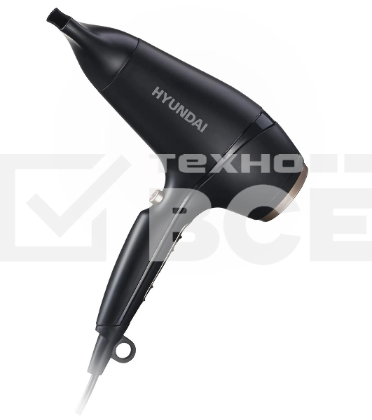 Фен Hyundai H-HD0767 черный, 2000 Вт, ионизация