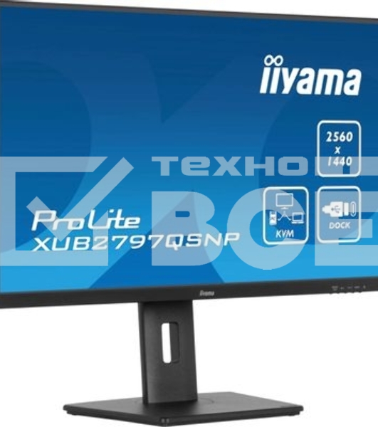 Монитор 27' Iiyama ProLite XUB2797QSNP-B1 IPS QHD, 100 Гц, 1 мс (MPRT), 16:9, 300 кд/м², HDMI 2.0, DP 1.4, USB-C (96 Вт PD), встроенные динамики (2x2 Вт), KVM-модуль, поворотная подставка, черный