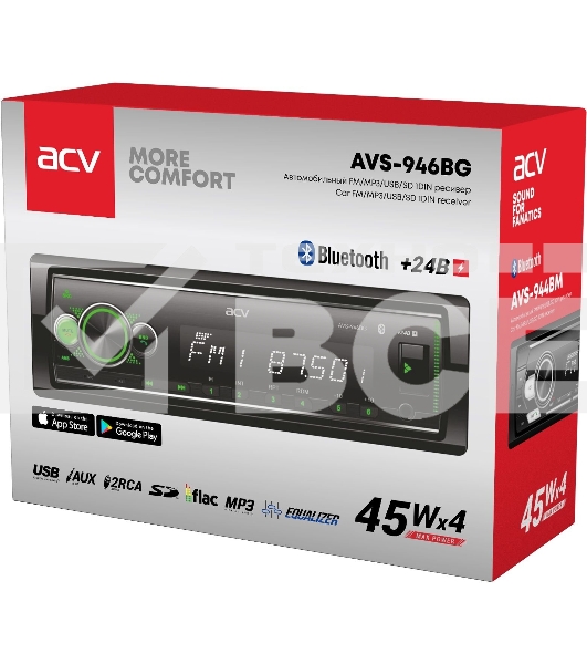 Автомагнитола ACV AVS-946BG, 1 DIN, Bluetooth, USB Type-A, AUX