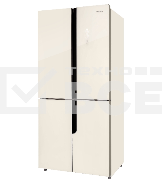 Холодильник Nordfrost RFQ 510 NFGI inverter бежевое стекло трехкамерный 286/141л морозилка снизу, Side-by-Side