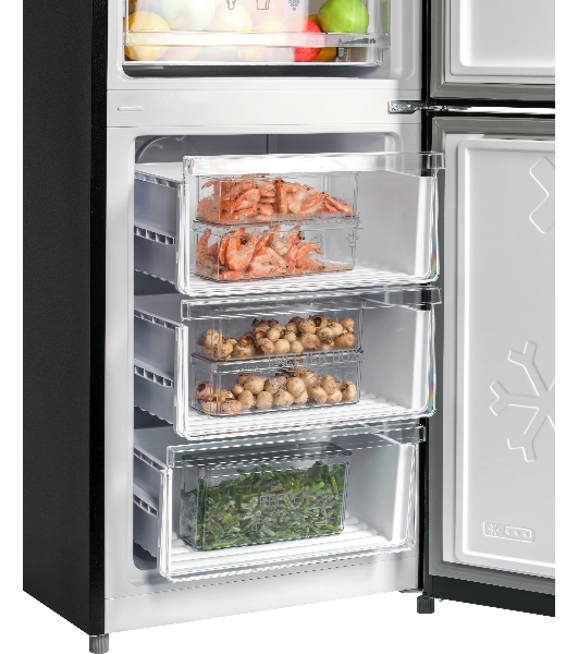 Холодильник Nordfrost RFC 390D NFGB черное матовое стекло двухкамерный 240/95л морозилка снизу