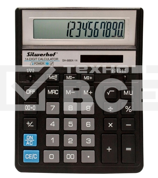 Калькулятор настольный Silwerhof SH-888X-14 черный 14-разр.