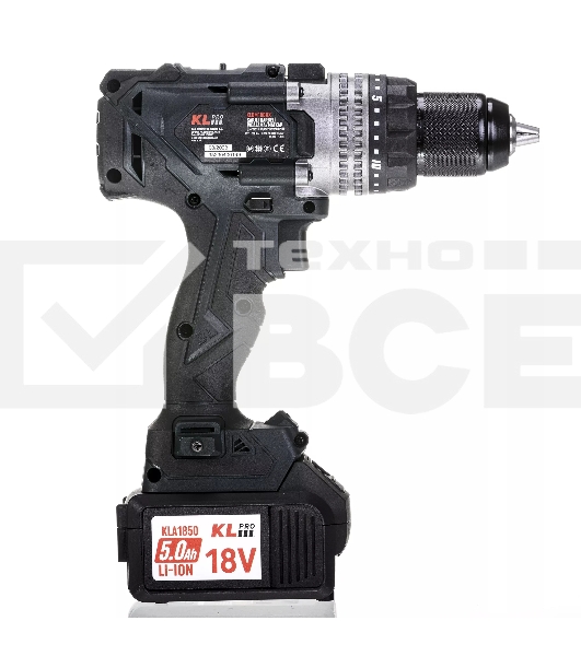 Профессиональный аккумуляторный бесщеточный ударный шуруповерт Klpro KLDM18BHX-50 (18В, Li-ion-2шт, 5.0А·ч, 150Нм, 2 скорости, подсветка, магнитная бита,З/У,в кейсе)