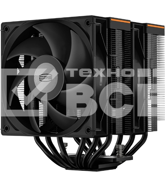 Кулер для процессора PCCooler RT620 Digital BK (250W, 4-pin PWM, LED temp., 157mm, 6x6mm, 2x120мм, 73.32CFM, 34.9dBA, 2200RPM, S: 1851/1700/1200/115X, AM5/AM4, черный)