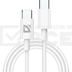 Кабель Defender USB F182 TypeC-TypeC 1м, 30 Вт, PD,TPE,белый, фото 1