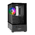 Компьютерный корпус Minitower ExeGate i3 SEA-NPX650 (mATX, БП 650NPX, 2*USB+1*USB 3.0, HD аудио, черный, 1 вент. 12см с RGB подсветкой, передняя и боковая панели - закаленное стекло), фото 1