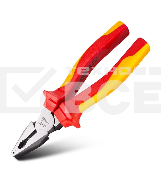 Диэлектрические комбинированные плоскогубцы Deli DL512007 180мм, сталь Cr-V, сертификат VDE для работ под напряжением до 1000 В