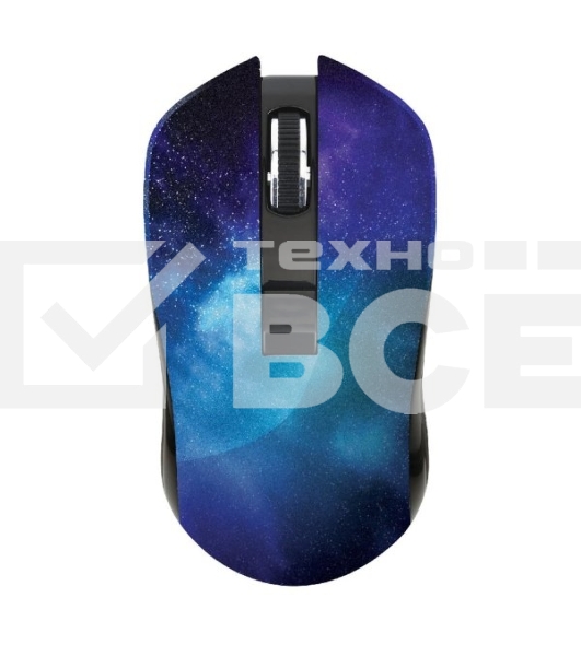 Мышь беспроводная Qumo Office M27 Universe синий, 1600 dpi, радиоканал, USB, кнопки - 4