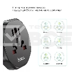 Сетевой переходник адаптер для евророзетки Hoco AC6 10А 250В черный, фото2