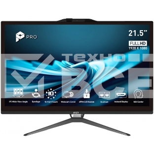Моноблок MSI Pro AP222T 14M AiO 21,5' FHD (1920x1080)IPS AG 10pts Touch, Core i3-14100 (3.5GHz),16Gb DDR5(8GBx2),256GB SSD, TPM, Intel UHD,WiFi,BT,camera,Wired KB&mouse Eng/Rus,noOS,1y w-ty,Black (9S6-AC0141-483)