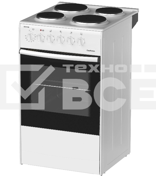 Плита электрическая Darina S EM 341 404 W белый/черный, конфорок 4 шт, духовка 50 л, 50 см x 85 см x 56 см