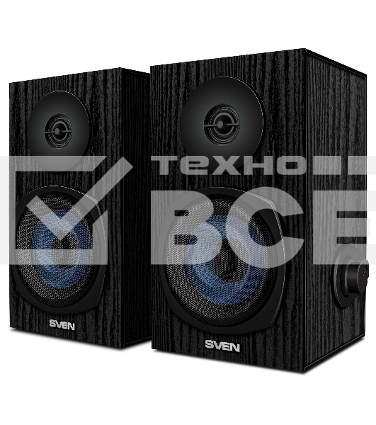 Колонки 2.0 SVEN SPS-576 чёрные (2x4W, Bluetooth, дерево)