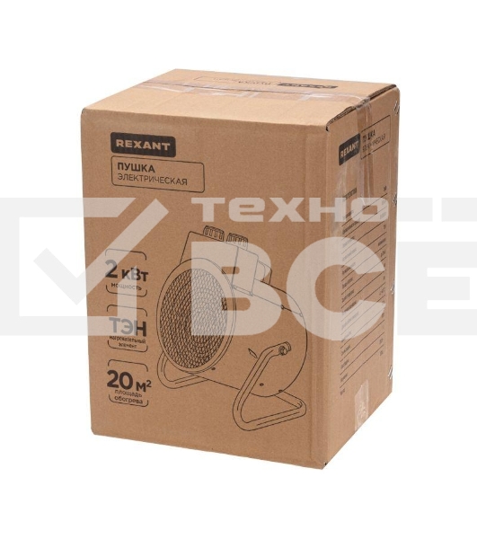Пушка тепловая электрическая Rexant 60-0038 круглая, регулировка угла наклона, ТЭН, 2кВт