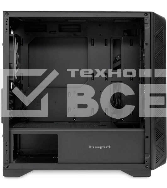 Компьютерный корпус без блока питания HSPD M321, Mesh Mini-tower, черный, slide TG, 0.45 SPCC, 2x140мм ARGb+1x120мм ARGb mATX, mITX 160/340/184мм 2x2.5