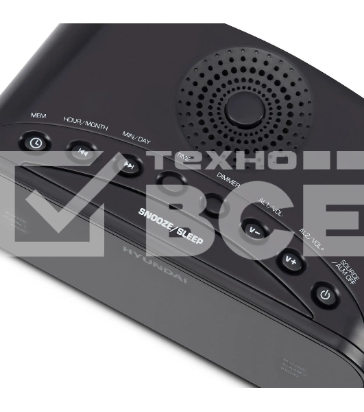 Радиобудильник Hyundai H-RCL221 черный LCD подсв:белый часы:цифровые FM