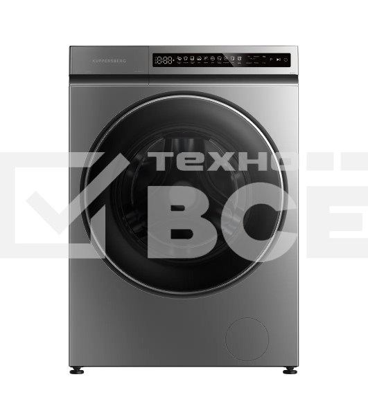 Стиральная машина Kuppersberg, отдельностоящая, глубина 62 см, 10 кг, 10 программ, 1200 об/мин, инверторный двигатель, отложенный старт, самодиагностика, замачивание, LED дисплей, сенсорное управление, энергоэффективность А+++, цвет серый