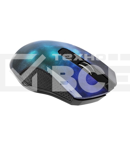 Мышь беспроводная Qumo Office M27 Universe синий, 1600 dpi, радиоканал, USB, кнопки - 4