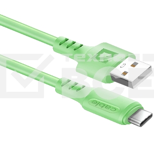 Кабель Defender F207, USB 2.0 (AM) - Type C, 1метр, 2.4А, силиконовая оплетка, зелёный.