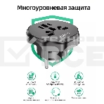 Сетевой переходник адаптер для евророзетки Hoco AC6 10А 250В черный, фото3