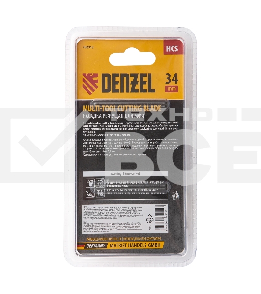 Насадка для МФИ Denzel режущая пазовая прямая, HCS, по дереву, 34 х 1,4 мм, мелкий зуб