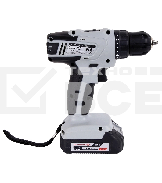 Дрель-шуруповерт аккумуляторная ИНТЕРСКОЛ ДА-10/18ЭР 35 ПРОМО, 18В, 1400 об/мин, с 2 АКБ 2 Ач и ЗУ