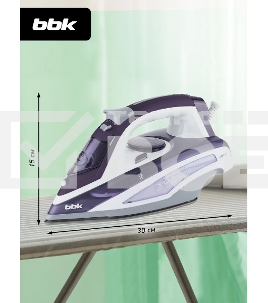 Утюг BBK ISE-2404 фиолетовый, 2400 Вт, 40 г/мин, 140 г/мин, 440 мл
