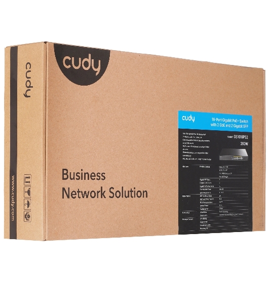 Коммутатор Cudy GS1018PS2, 16×1 Гбит/с, 2×1 Гбит/с Combo (RJ-45/SFP), 2×1 Гбит/с SFP