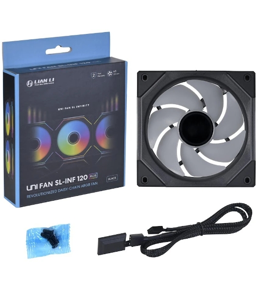 Вентилятор Lian Li G99.12SLIN1B.R0 UNI FAN SL-INF 120 Black /UF-SLIN120-1B/ 120х120х25мм (PWM, ARGb, 200-2100 об/мин, 29dBa)